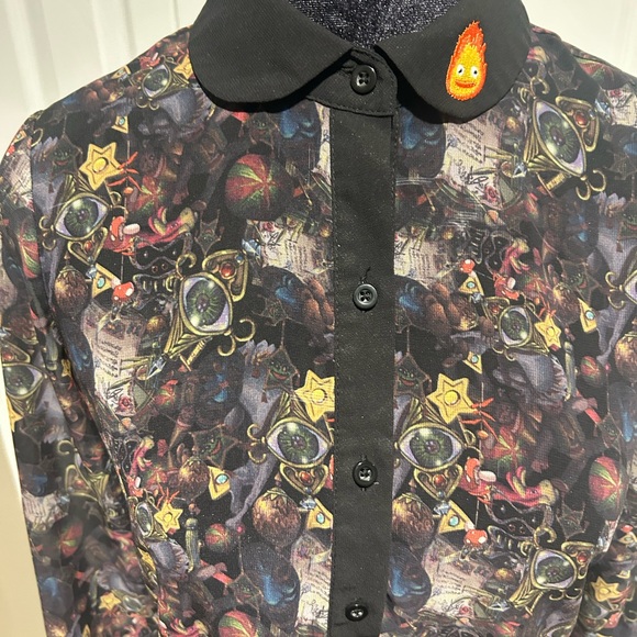 HER UNIVERSE Studio Ghibli Womens XS Shirt Sheer Howls Moving Castle Calcifer - Picture 3 of 7